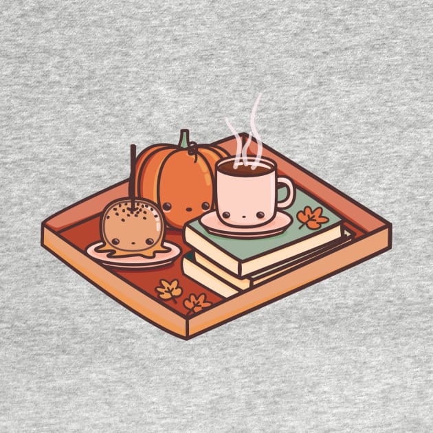 Fall Feels - coffee, caramel apple, pumpkin, books, and autumn leaves by mohu